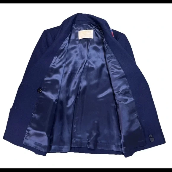 Pendelton Womens Virgin Wool Long Sleeve Peacoat Coat Navy Blue With Shawl 8